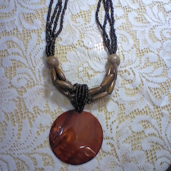 Exotic and Vibrant Beaded Single Shell 4-Strand Necklace, 27" with 3" adjustable - Picture 10 of 16